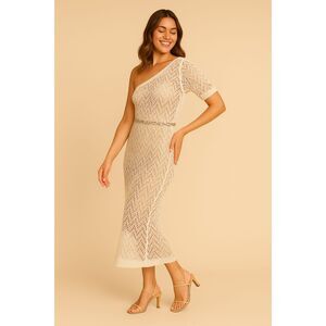 Sugar Magnolia Women's One Shoulder, Knit, Sheath Dress. Size Large